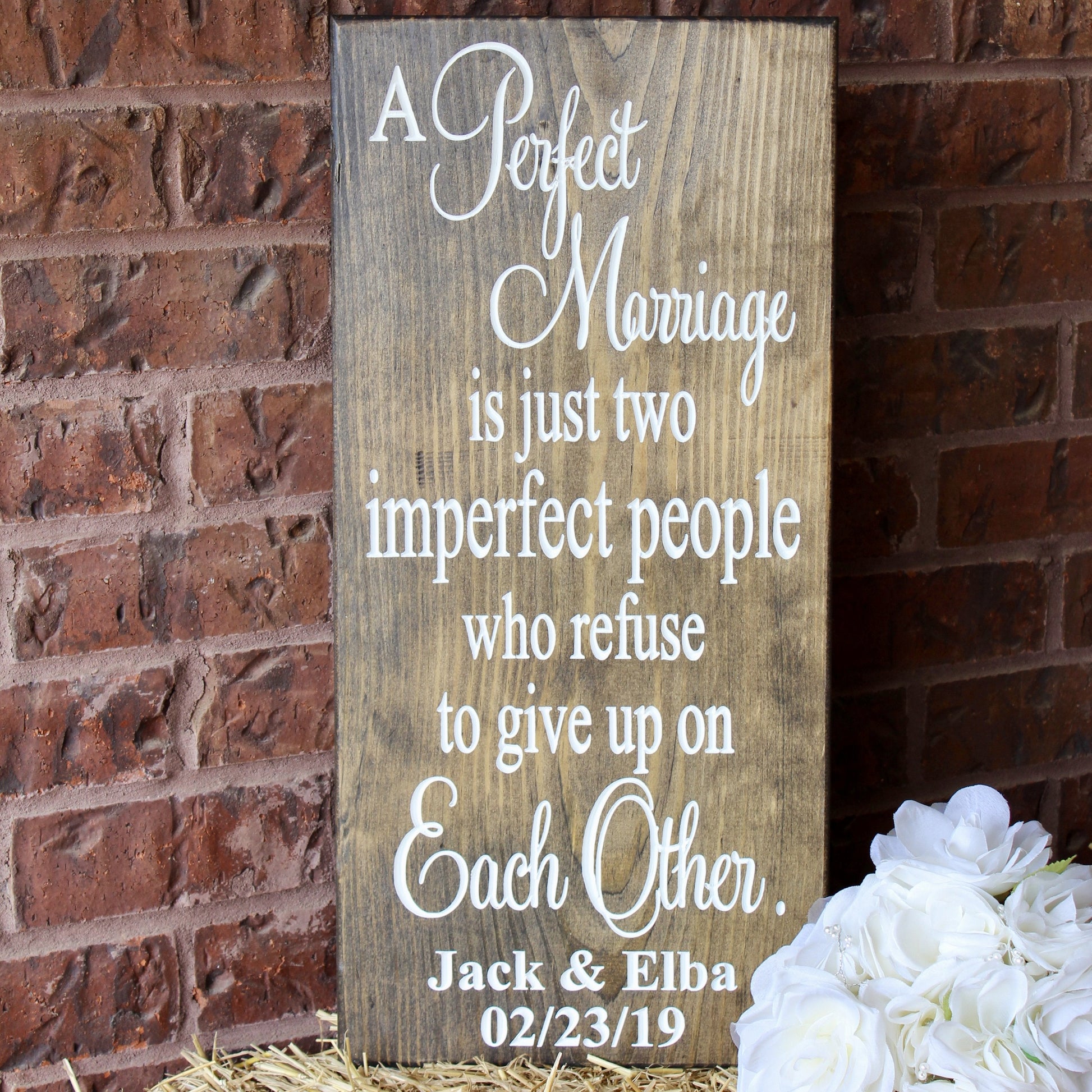 perfect marriage wood sign