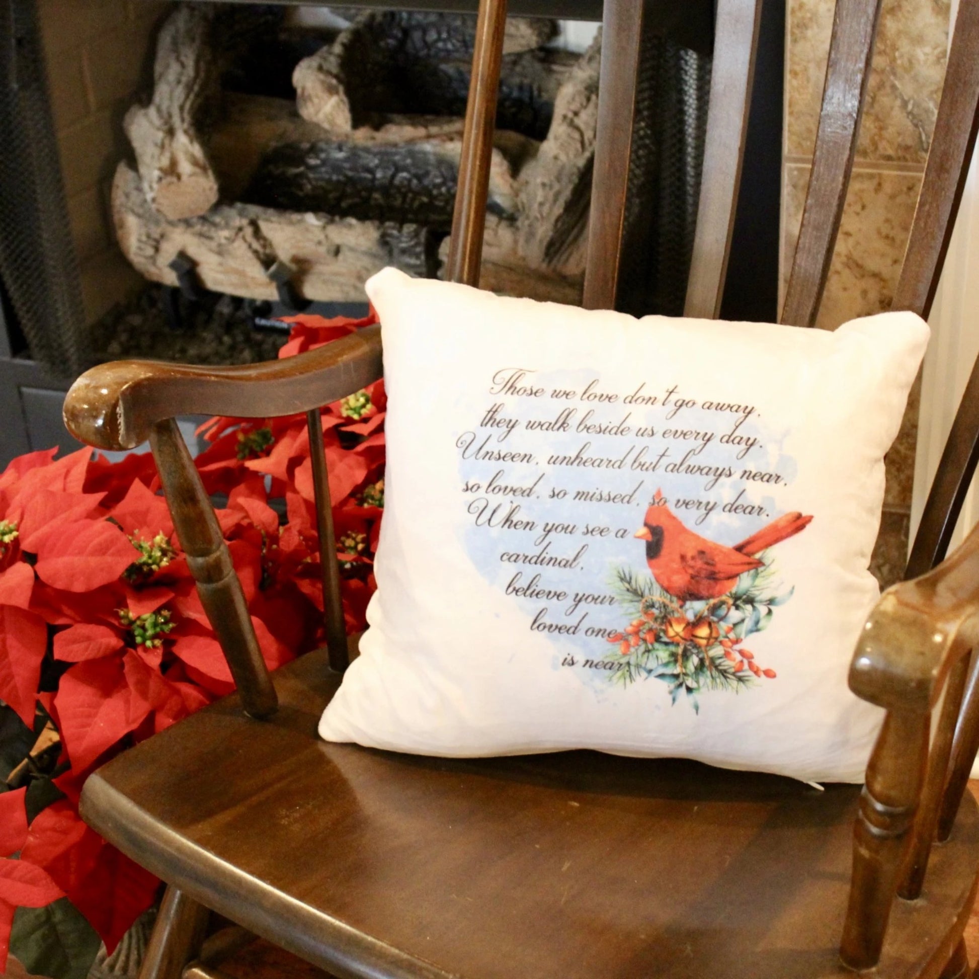 red christmas cardinal pillow