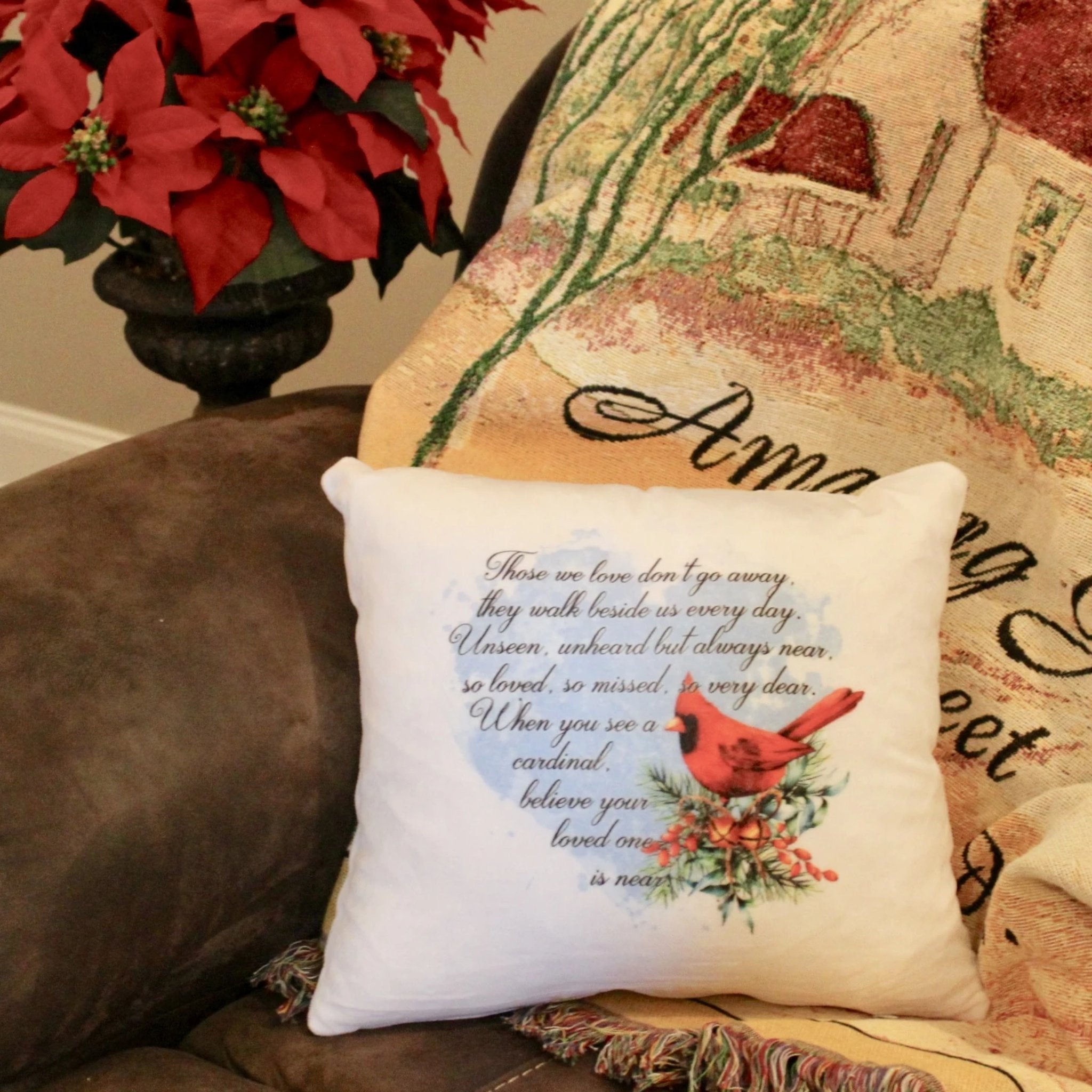 Christmas cardinal throw outlet pillows