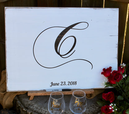 Wedding guest book alternative wooden sign for rustic wedding