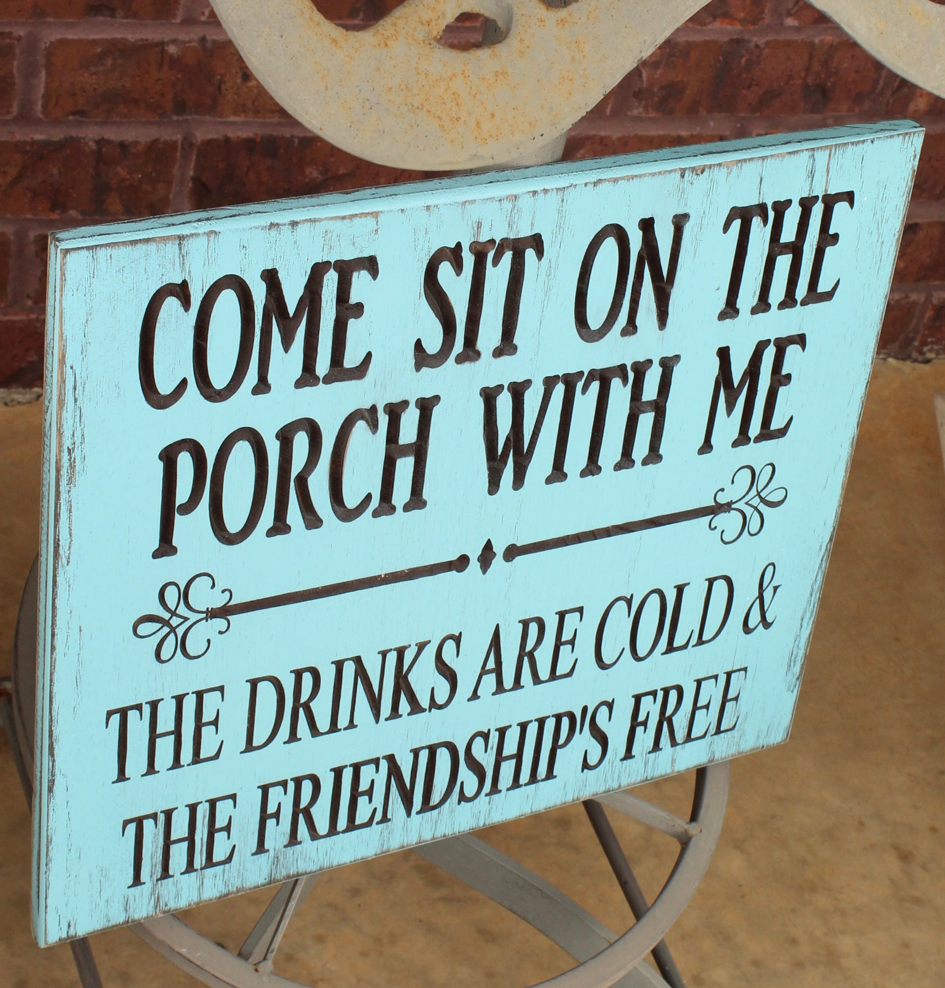 come sit on the porch with me wood sign