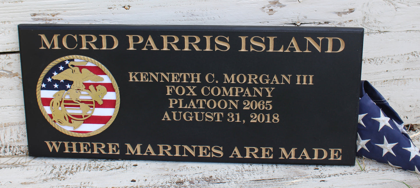 USMC boot camp graduation plaque