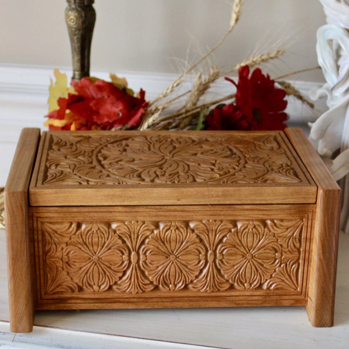 ornate cremation urn box